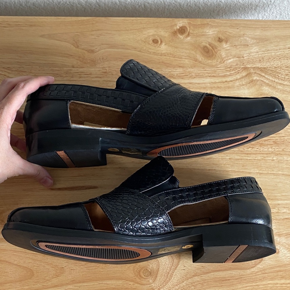 Mario Morroni Black Woven Men's Loafers - Picture 5 of 14